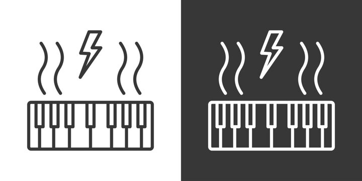Piano Icon Set Vector Collection Isolated In Black And White
