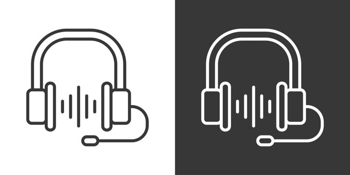 Headphone Icon Set Vector Collection Isolated In Black And White