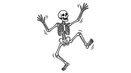 Fototapeta premium Dancing Skeleton Illustration for Halloween and Spooky Themes.