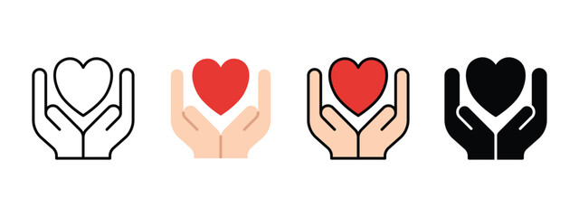 Fototapeta premium Love Hand Care Icon for HIV Support and Community Health Awareness