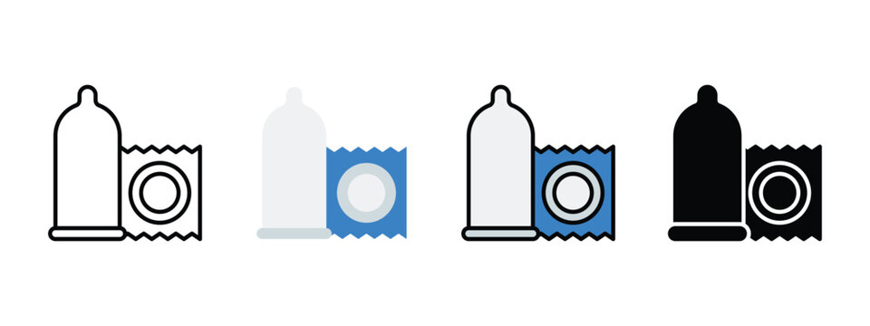 Condom Protection Icon for Safe Sex Education and HIV Prevention Programs