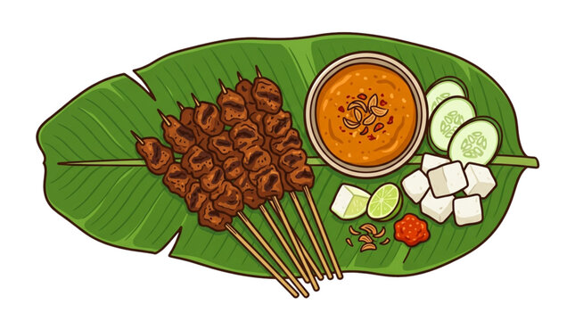 Chicken Satay on Banana Leaf