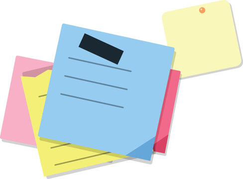 Colorful sticky notes and file tabs in a casual arrangement