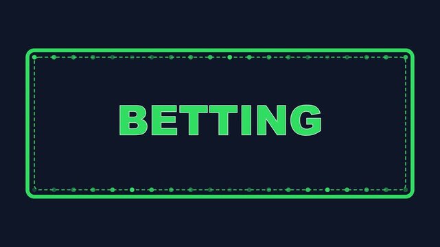 Betting sign with neon green text and animated border for sports gambling and casino marketing animation 4k