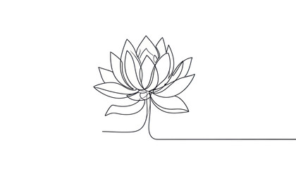 Fototapeta premium Continuous line drawing of a lotus flower