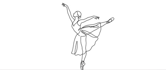Elegant dancer in one line art style © edur