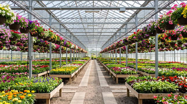 flowers in greenhouse