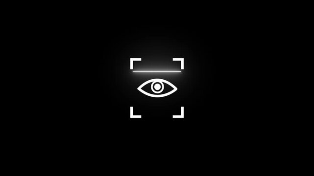 Fingerprint biometric scanning animation. Aye Scanner icon animation isolated scanner neon shine icon animation. black background 4k video animation