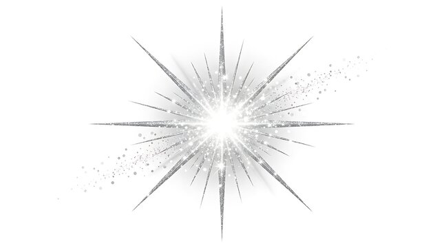 Sparkling Silver Star Burst Light Effect Element.