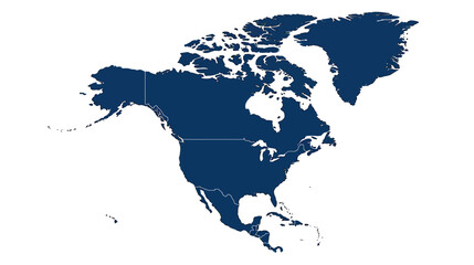 Fototapeta premium Dark Blue North America Continent Map Silhouette