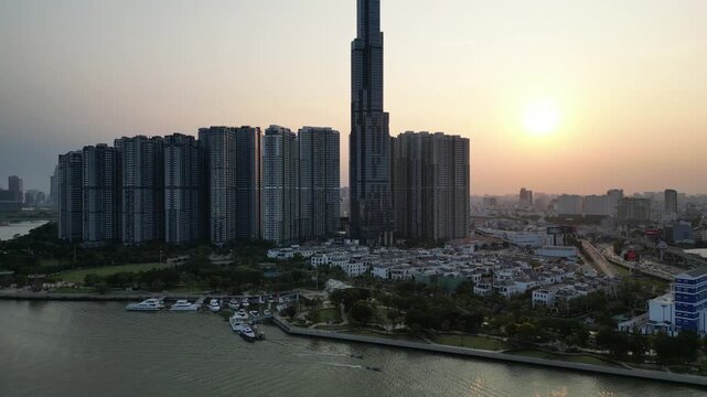 Ho Chi Minh City Skyline Aerial View of Landmark 81 Skyscraper in Vietnam