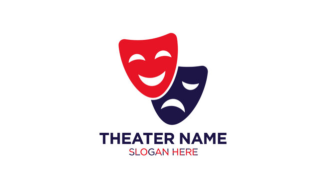 Red comedy and purple tragedy drama theater masks