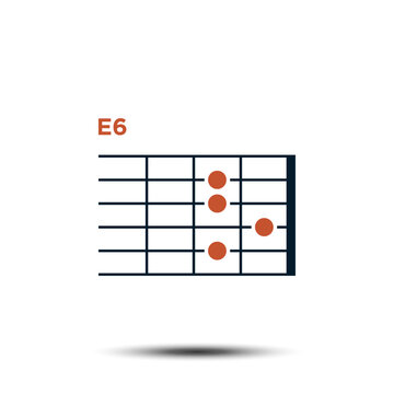 E6, Basic Guitar Chord Chart Icon Vector Template