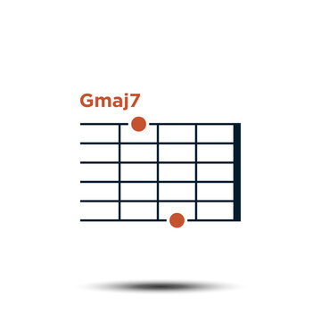 Gmaj7, Basic Guitar Chord Chart Icon Vector Template