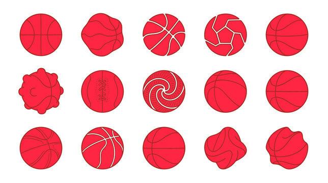 Abstract Red Spheres with Geometric Patterns