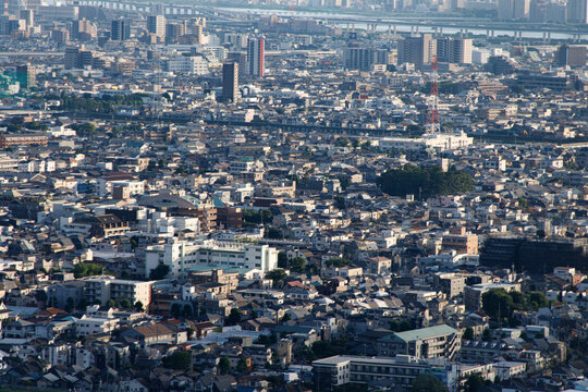 Dense Residential Urban Sprawl and Cityscape Aerial View, Tokyo