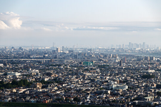 Dense Residential Urban Sprawl and Cityscape Aerial View, Tokyo