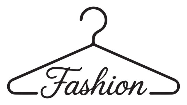 Clothes hanger with fashion typography line art vector icon