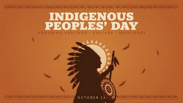 Indigenous peoples day feather headdress illustration