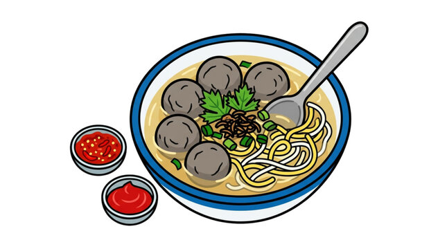 Indonesian bakso served with meal