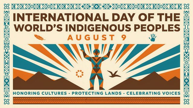 Indigenous person celebrating with arms raised at sunset