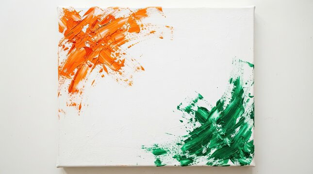 Independence day india painting saffron white and green abstract art
