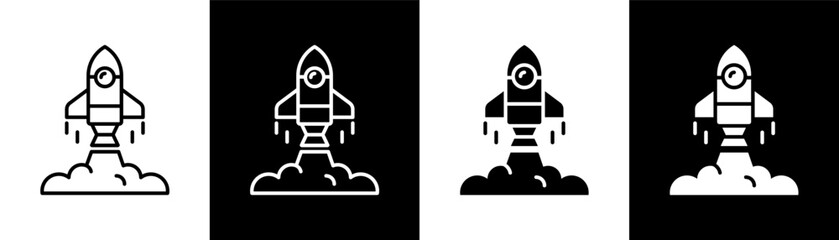 Start Up white and black icon set design © Ifanicon