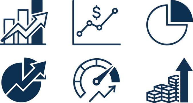 Growing graph set. Business chart with arrow. Growths chart collection. Profit growing sumbol. Progress bar. Bar diagram. Growth success arrow icon