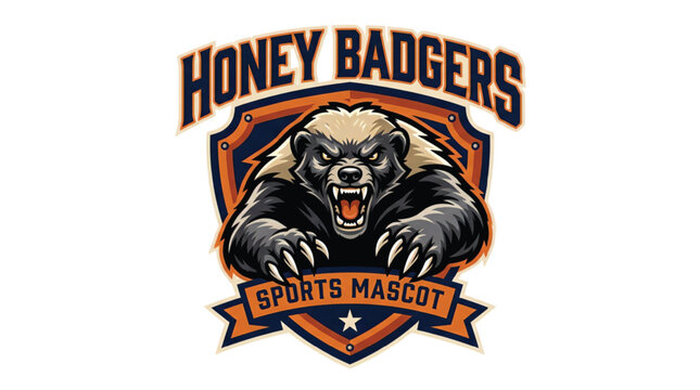 Fierce honey badger sports mascot emblem logo design