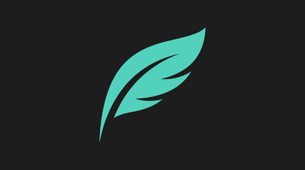 Teal stylized bird feather quill icon © Balmon