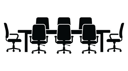 Fototapeta premium Conference Table and Chairs Silhouette for Business Meeting Icon