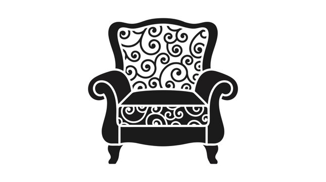 Vintage Armchair Icon with Ornate Scroll Pattern
