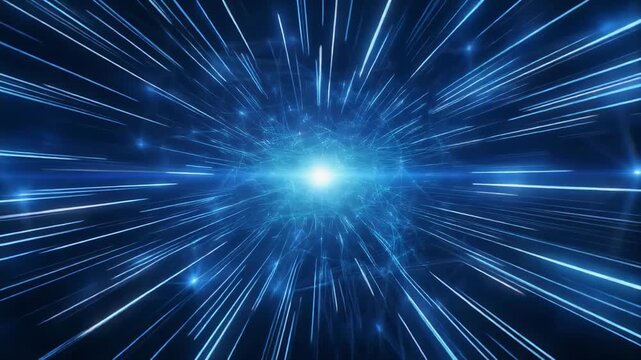 Blue Warp Speed Light Tunnel 4K Generative AI