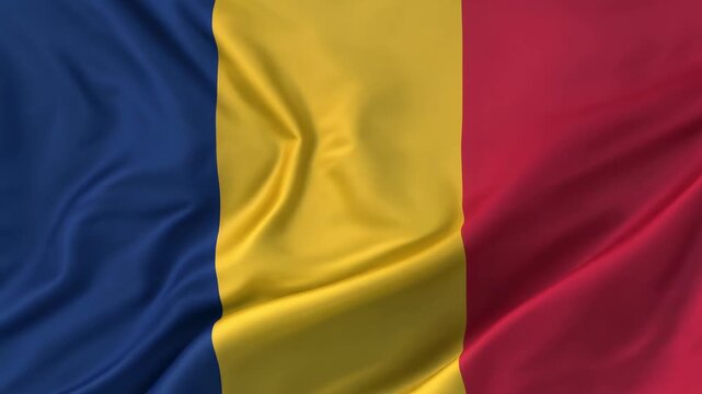 Waving Romania and Chad Flag 4K Generative AI