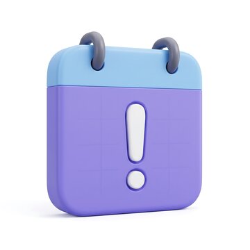 3D calendar icon with exclamation mark symbol calendar exclamation important deadline attention planning