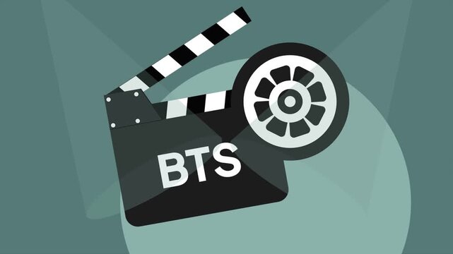 Behind the scenes filmmaking production concept. Behind the scenes concept. Full length Icon animation illustration. High quality&nbsp;4k&nbsp;footage