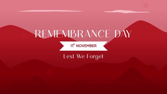 Elegant remembrance banner with poppy flowers. Remembrance Day concept. Full length Icon animation illustration. High quality&nbsp;4k&nbsp;footage