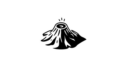 Erupting volcano line art icon for nature themes. © Harper