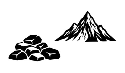 Minimal Rock Pile and Mountain Silhouette Vector Illustration © MDNOYON