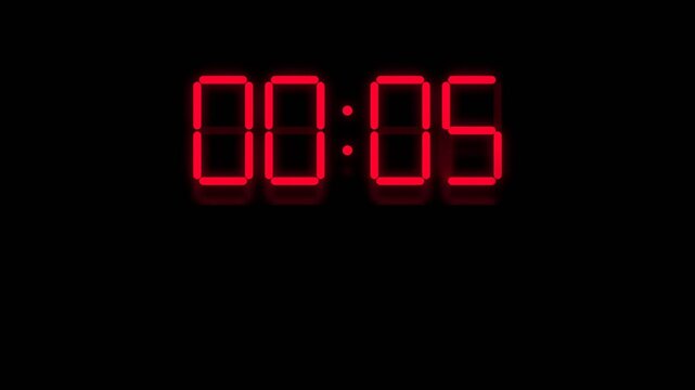 Glowing red digital countdown timer on black background