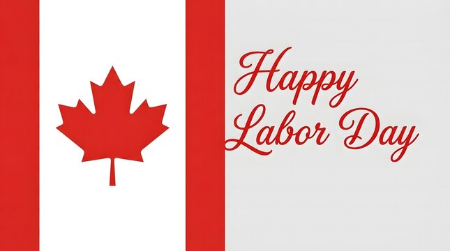 Happy labor day canada maple leaf flag festive greeting
