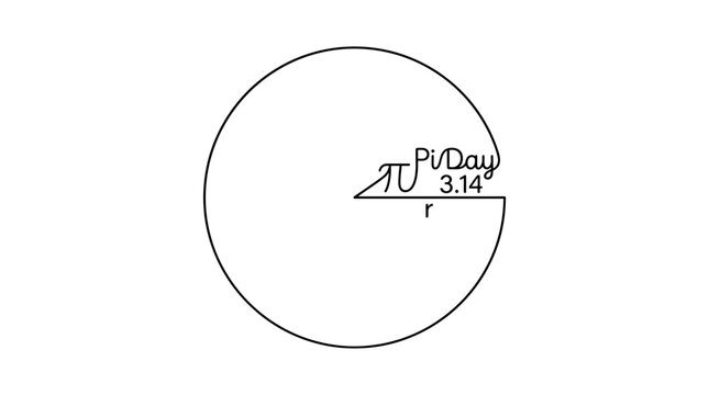Pi Day circle math diagram icon.
