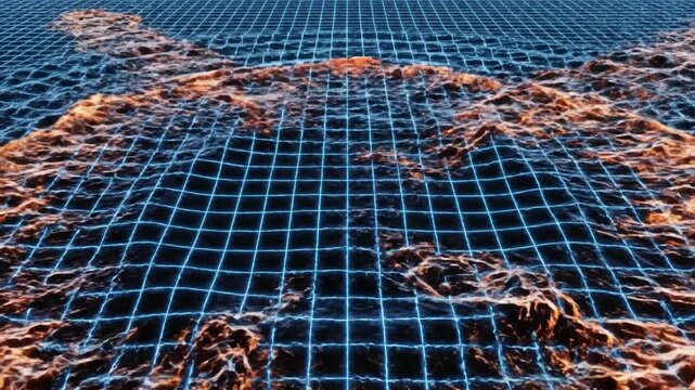 Spacetime Warp: Gravitational Waves and Distortion Around a Cosmic Object on a Blue Grid