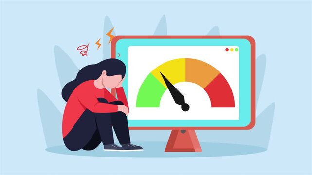 Digital stress reducing emotional health and focus. Digital Stress concept. Full length Icon animation illustration. High quality&nbsp;4k&nbsp;footage