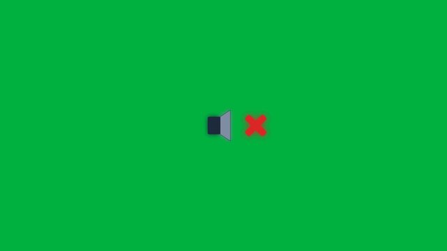 Speaker icon animation toggling sound and mute on green screen