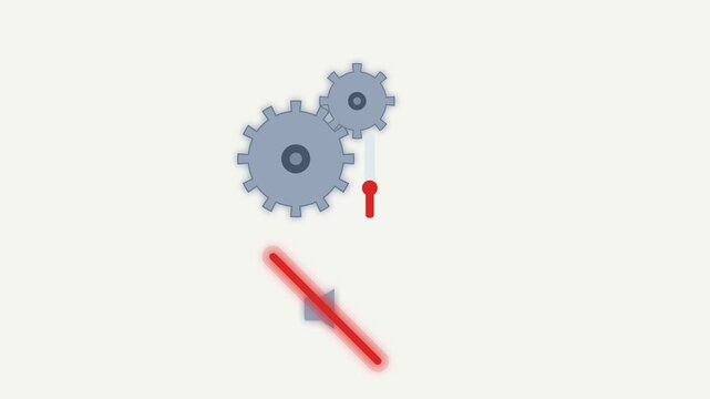 Animated mute speaker icon and settings gears toggling status