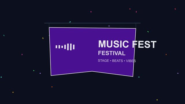 Music fest festival motion animation 4k background, with animated beats, and confetti