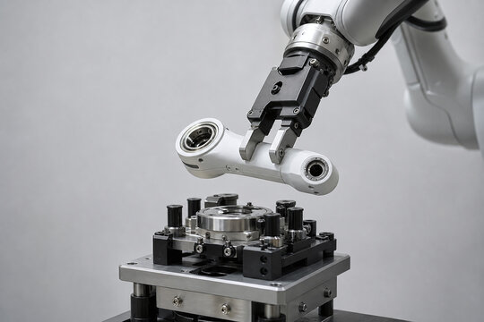 Robotic gripper positioning precision component on assembly jig