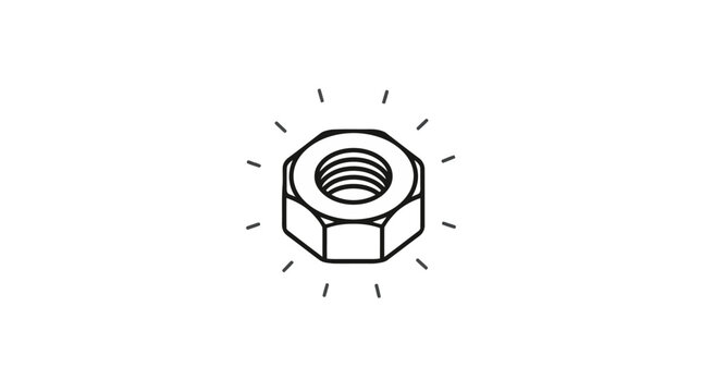 Hexagonal nut icon with impact lines.