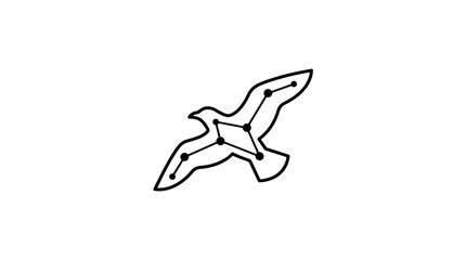Minimalist flying bird constellation line art vector icon © Mafaat